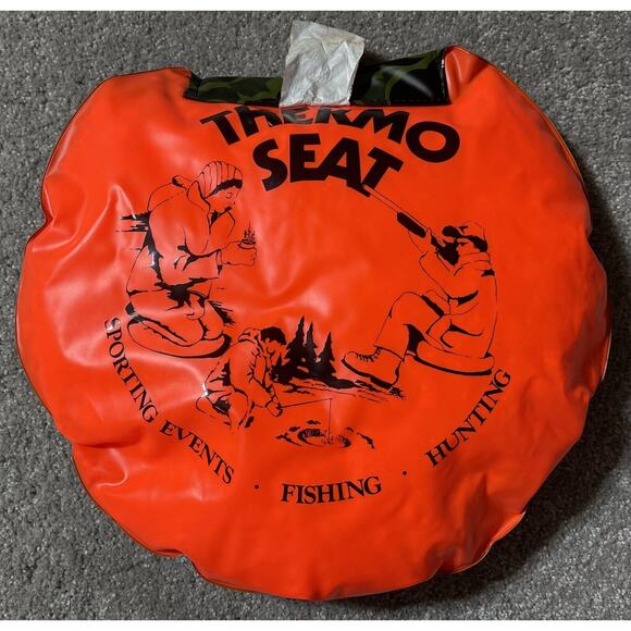 Vintage Thermo Seat Orange and Camo For Fishing Hunting Sporting Events - Picture 1 of 5